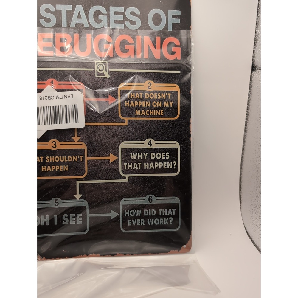 6 Stages Of Debugging-Steel‎ Decor Sign 12x8 - Picture 2 of 4